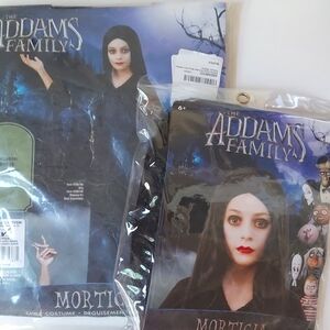 Officially Licensed Addams Family Girl's Morticia Costume + Wig - size
